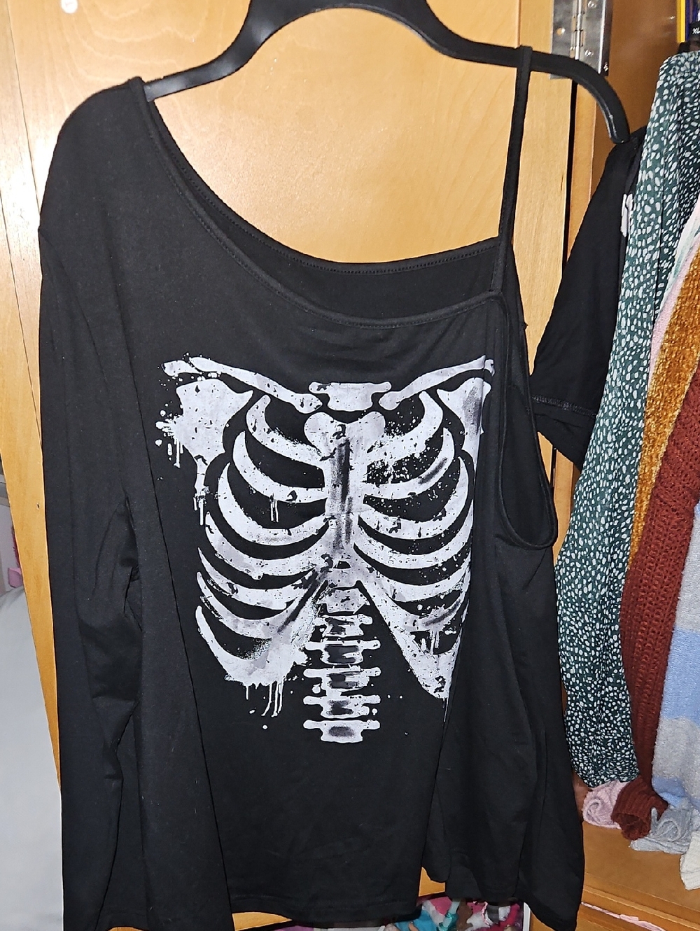 Skeleton Rib Cage Off the Shoulder Top